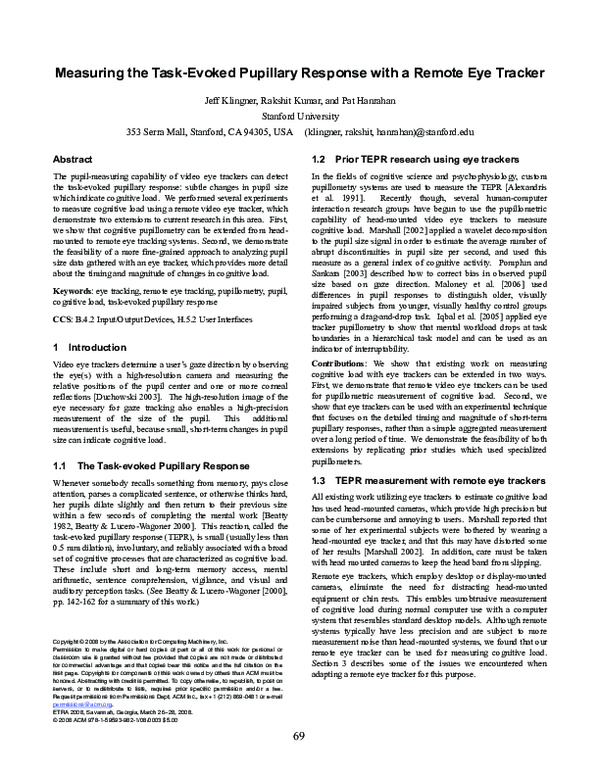 (PDF) Measuring the task-evoked pupillary response with a remote eye ...