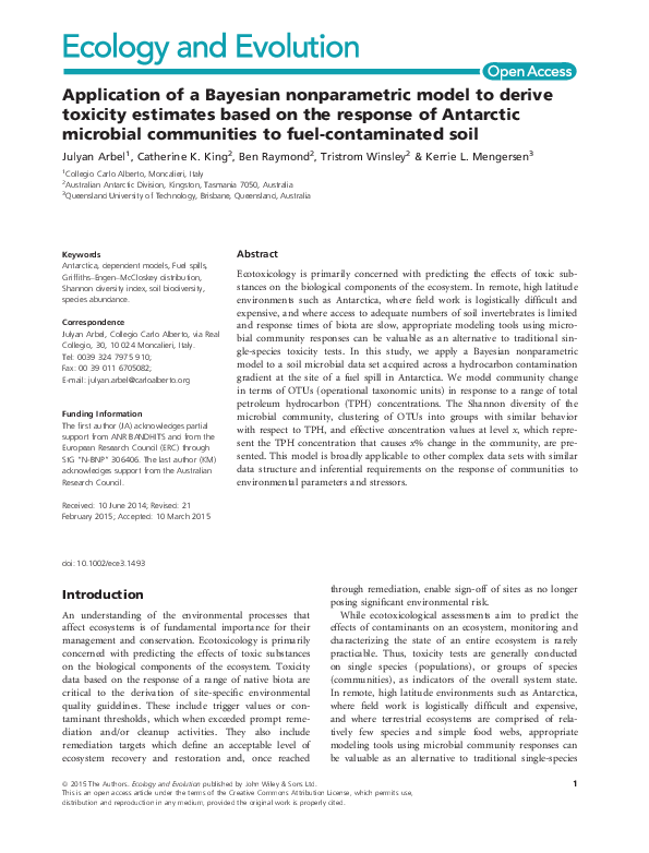 (PDF) Application of a Bayesian nonparametric model to derive toxicity ...