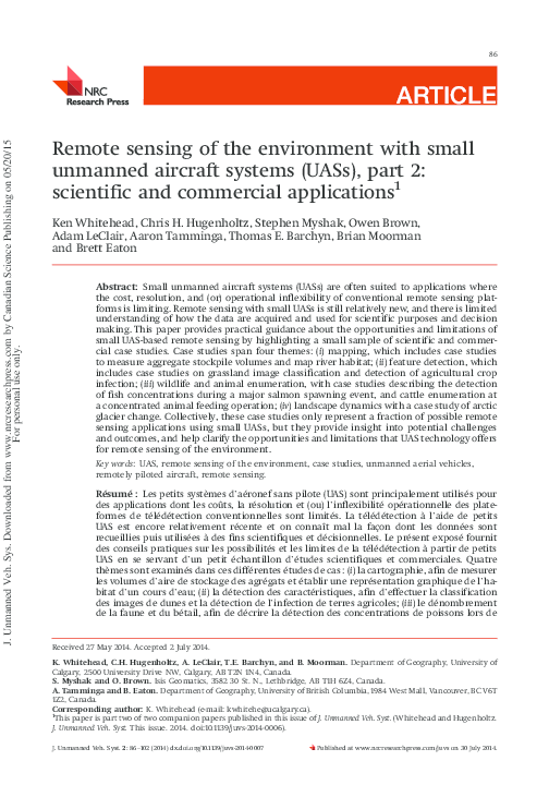 (PDF) Remote sensing of the environment with small unmanned aircraft