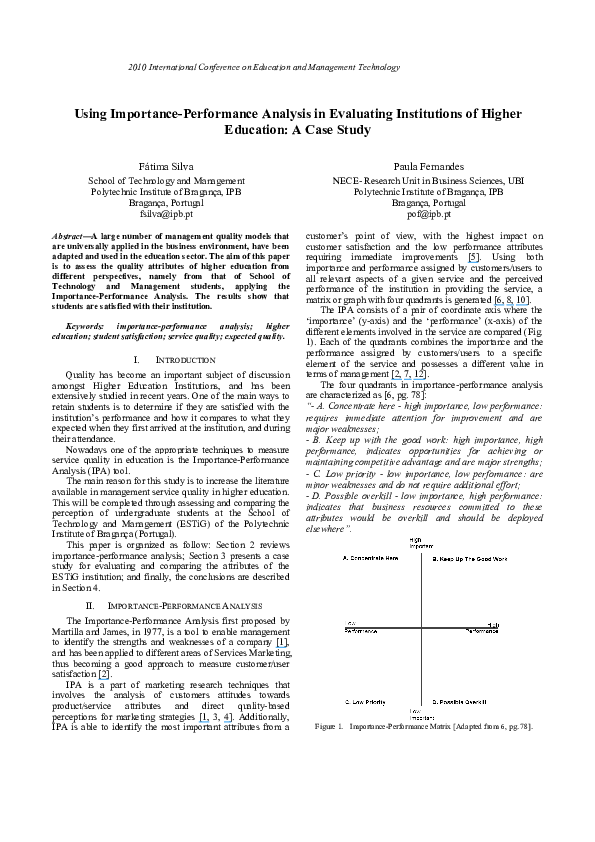 (PDF) Using importance-performance analysis in evaluating institutions ...