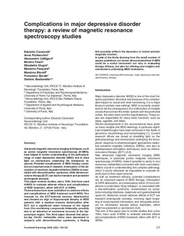 (PDF) Complications in major depressive disorder therapy: a review of ...