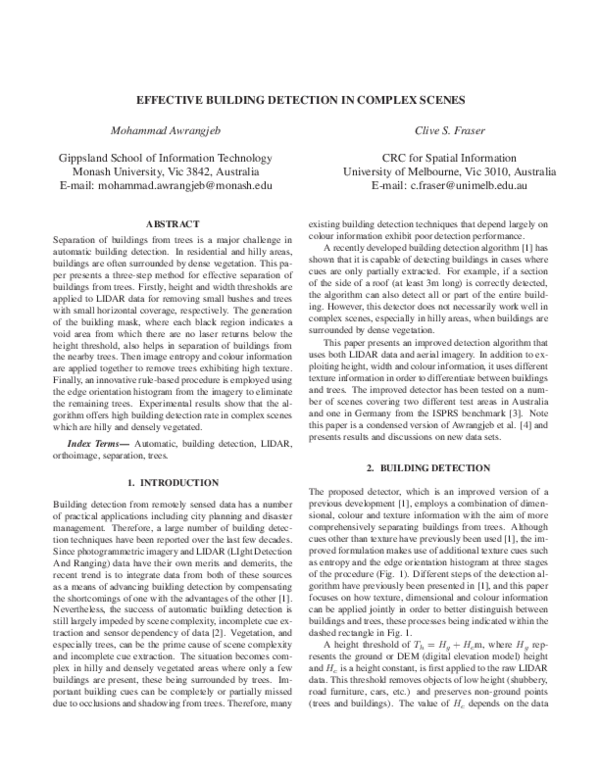 (PDF) EFFECTIVE BUILDING DETECTION IN COMPLEX SCENES
