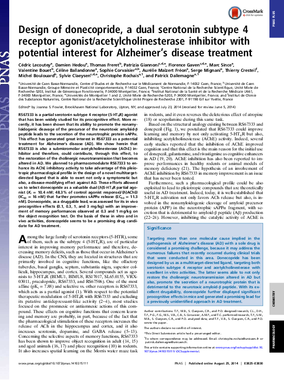 (PDF) Design of donecopride, a dual serotonin subtype 4 receptor ...