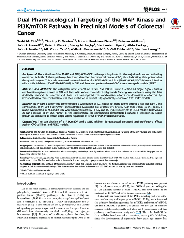 (PDF) Dual Pharmacological Targeting of the MAP Kinase and PI3K/mTOR ...