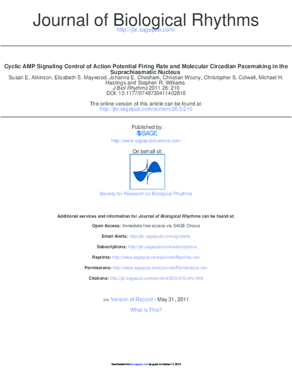 (PDF) Cyclic AMP Signaling Control of Action Potential Firing Rate and ...