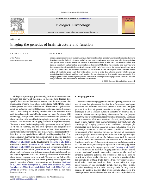 (PDF) Imaging the genetics of brain structure and function
