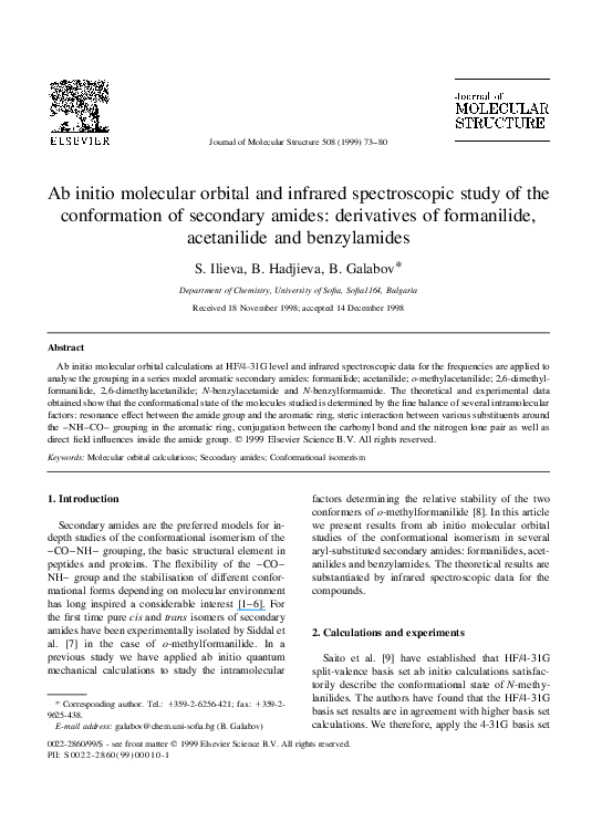 (PDF) Ab initio molecular orbital and infrared spectroscopic study of ...