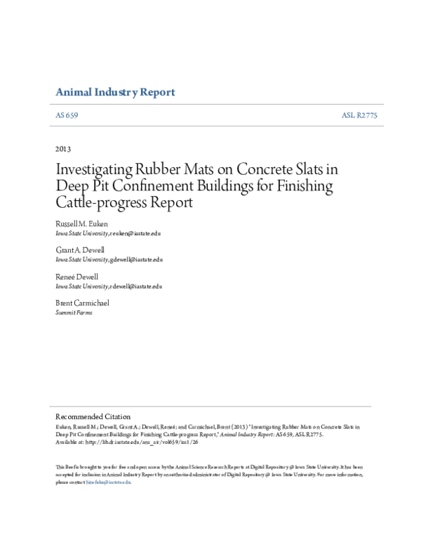 (PDF) Investigating Rubber Mats on Concrete Slats in Deep Pit