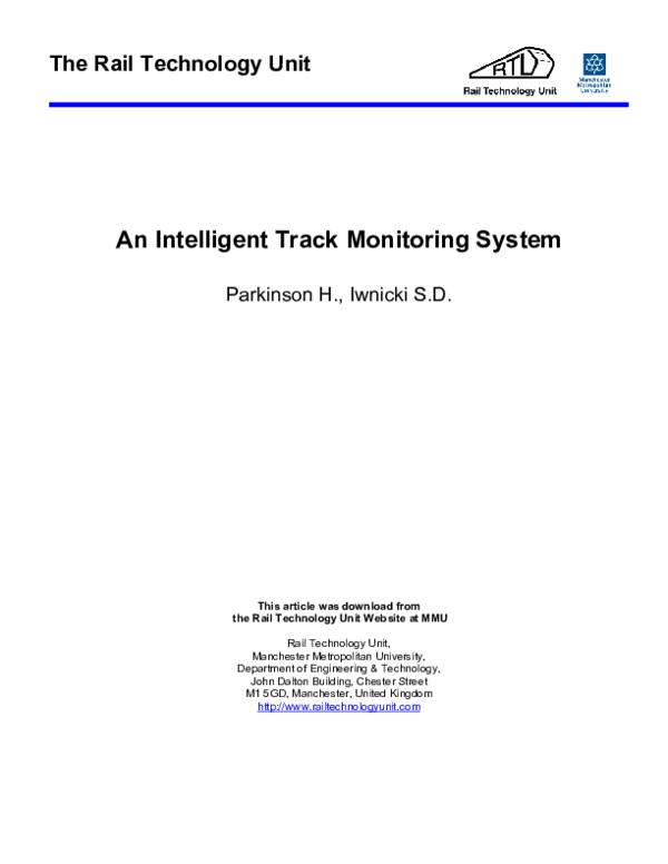 (PDF) An intelligent track monitoring system