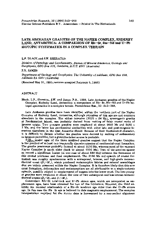 (PDF) Late Archaean granites of the Napier Complex, Enderby Land ...