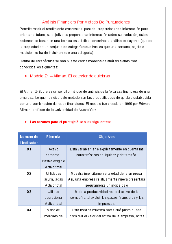 Doc Analisis Financiero Por Metodo De Puntuaciones Ivon Madelyne Academia Edu