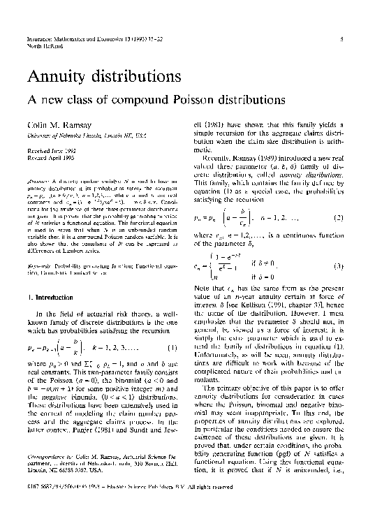 (PDF) Annuity distributions