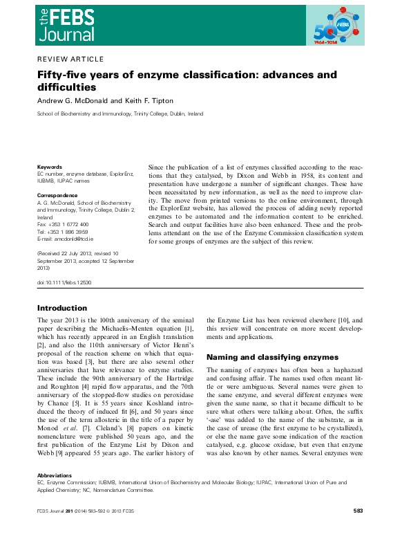 classification des enzymes