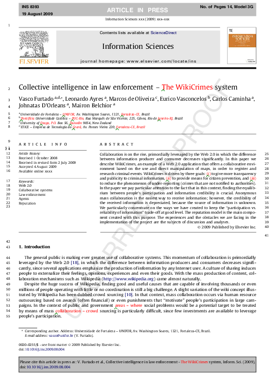 (PDF) Collective intelligence in law enforcement – The WikiCrimes system