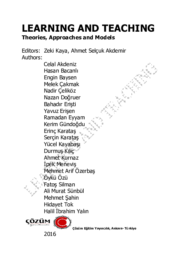  pdf learning and teaching theories approaches and models