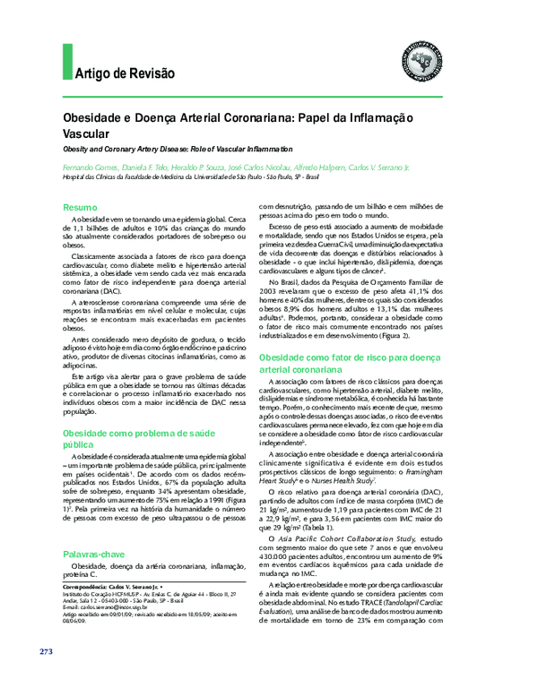 (PDF) Obesity and coronary artery disease: role of vascular inflammation