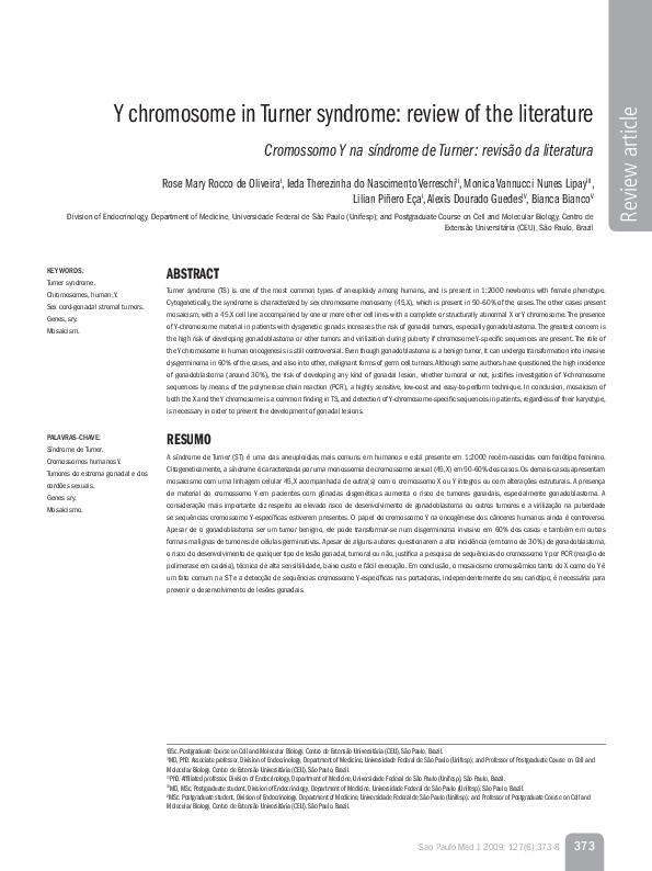 (PDF) Y chromosome in Turner syndrome review of the literature