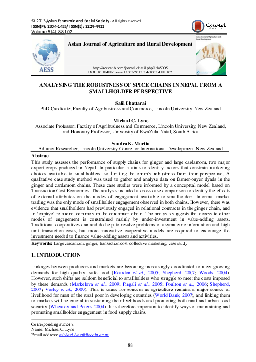 (PDF) ANALYSING THE ROBUSTNESS OF SPICE CHAINS IN NEPAL FROM A ...