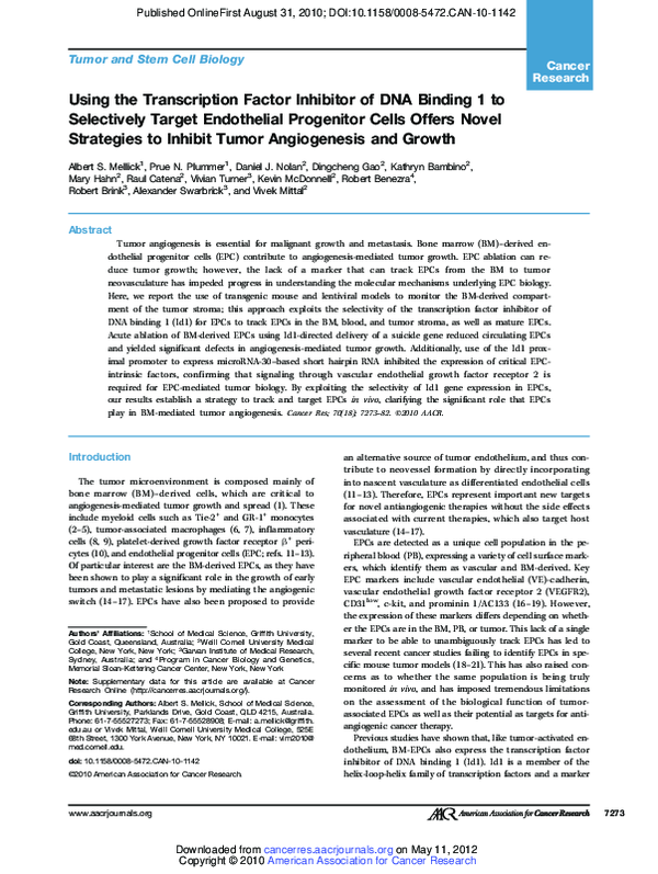 (PDF) Using the Transcription Factor Inhibitor of DNA Binding 1 to ...