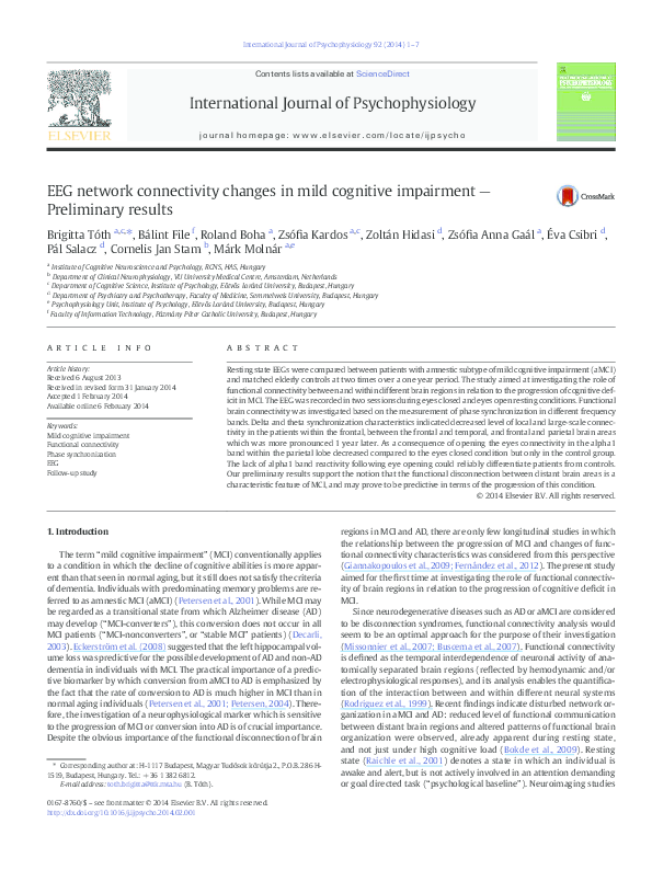 (PDF) EEG network connectivity changes in mild cognitive impairment ...