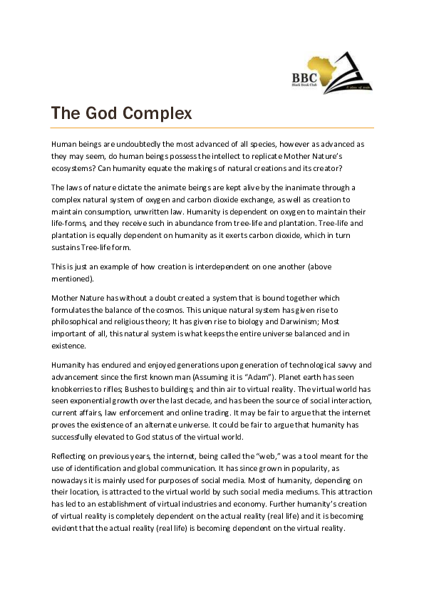 (PDF) The God Complex mihlali stwayi Academia.edu