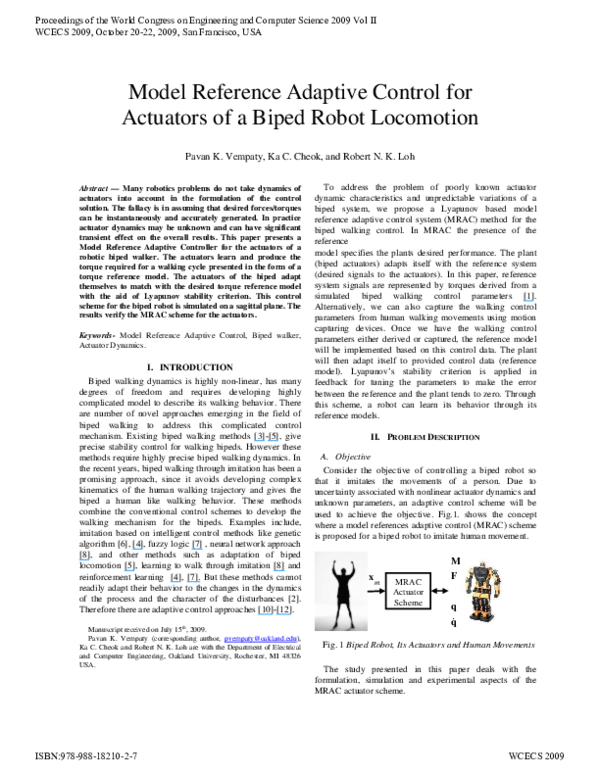 (PDF) Model Reference Adaptive Control for Actuators of a Biped Robot