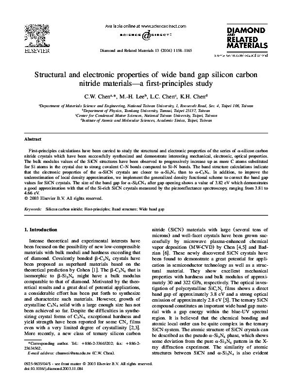 (PDF) Structural and electronic properties of wide band gap silicon ...