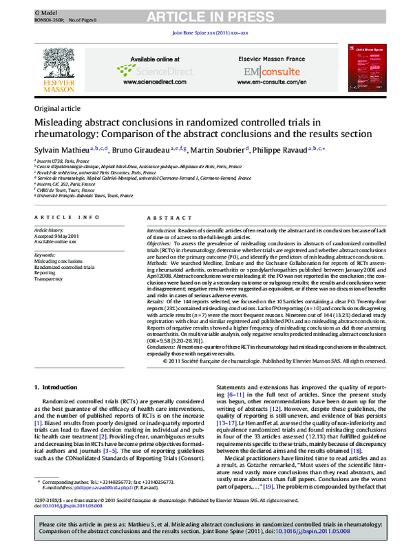 (PDF) Misleading abstract conclusions in randomized controlled trials ...