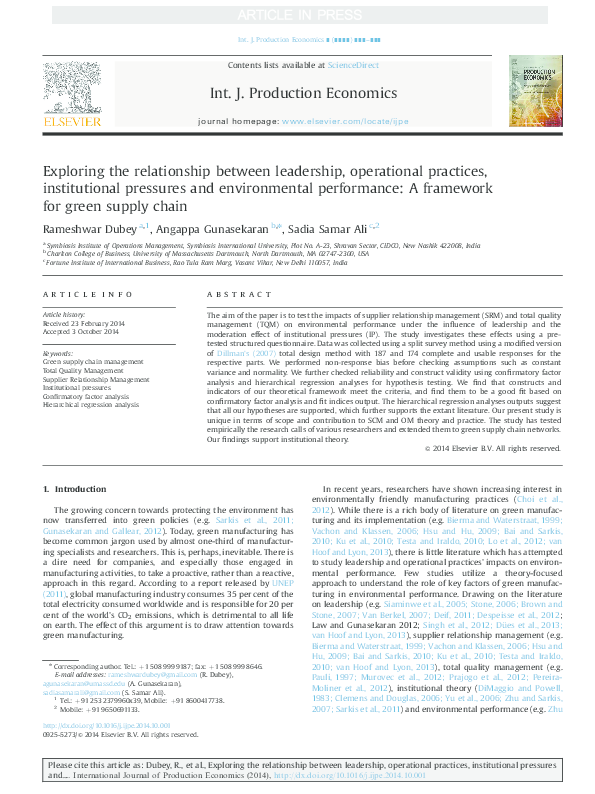 (PDF) Exploring the relationship between leadership, operational ...
