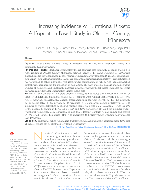 (PDF) Increasing Incidence of Nutritional Rickets: A Population-Based ...