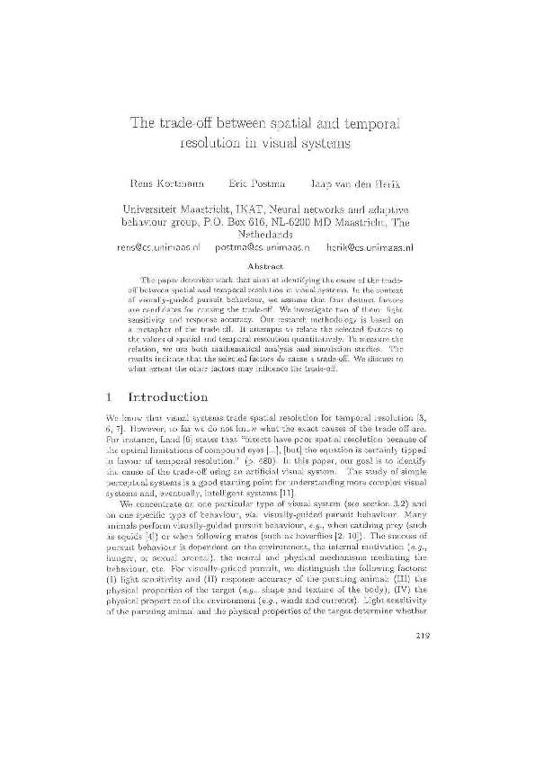(PDF) The Trade-Off Between Spatial and Temporal Resolution in Visual ...