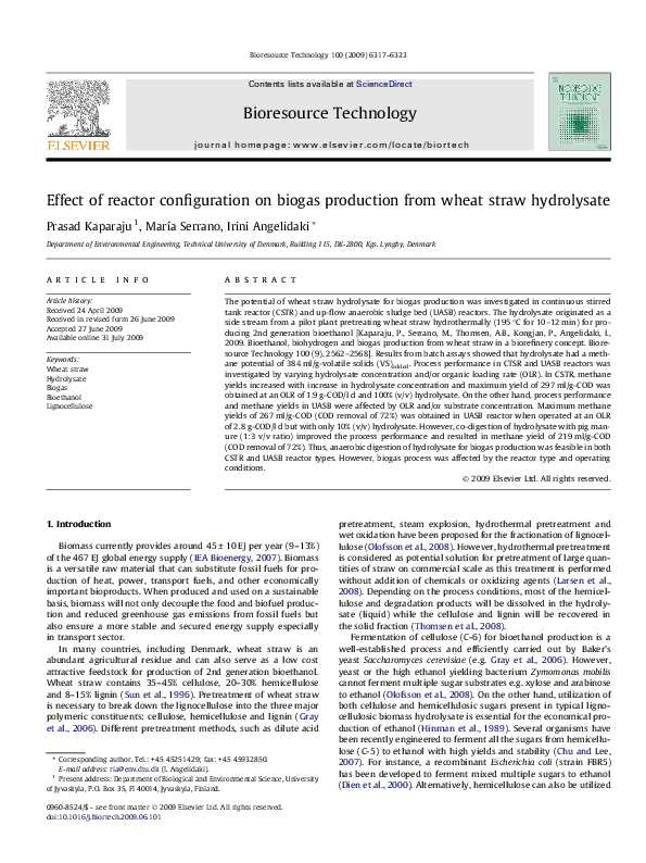 (PDF) Effect of reactor configuration on biogas production from wheat ...