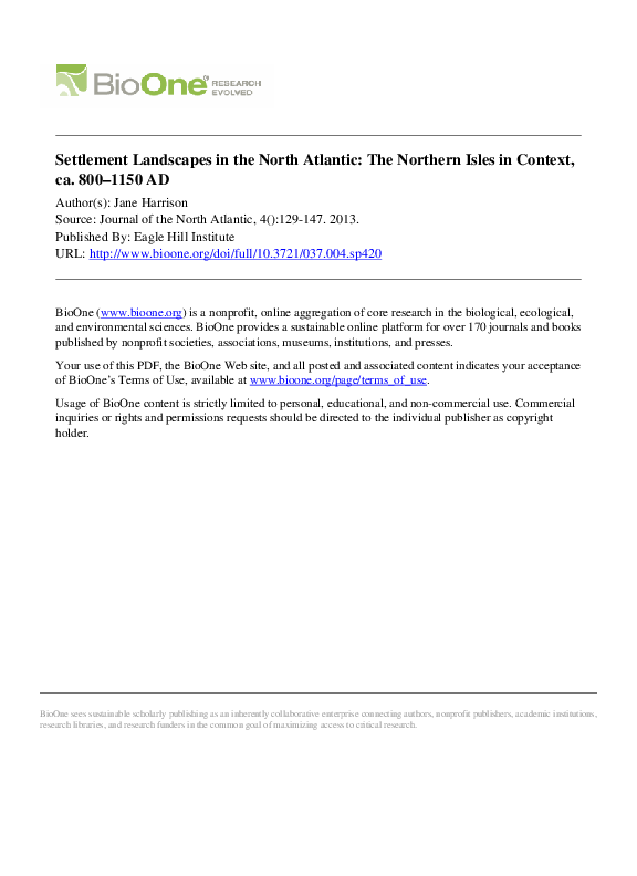 'Settlement Landscapes in the North Atlantic', JONA 4, 2013