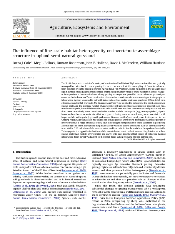 (PDF) The influence of fine-scale habitat heterogeneity on invertebrate ...