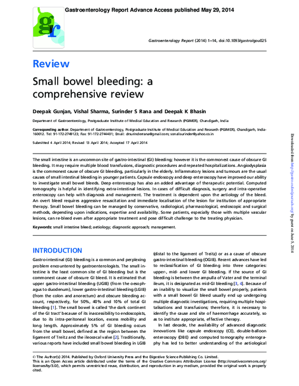 (PDF) Small bowel bleeding: a comprehensive review