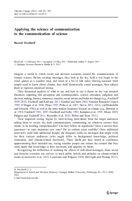(PDF) Applying the science of communication to the communication of science