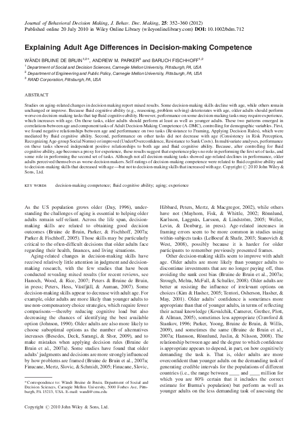 (PDF) Explaining adult age differences in decision-making competence