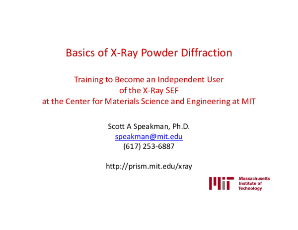 (PDF) Basics of X-Ray Powder Diffraction Training to Become an ...