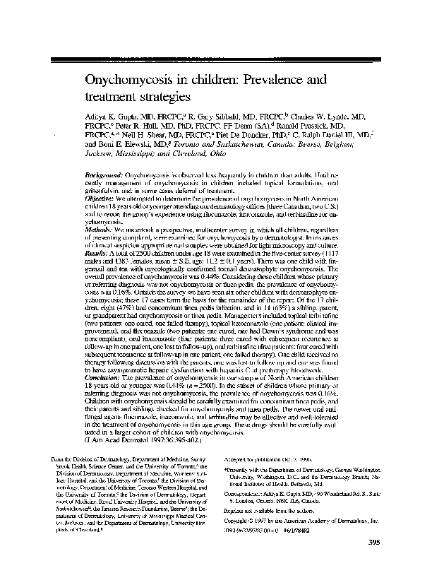 (PDF) Onychomycosis in children Prevalence and treatment strategies