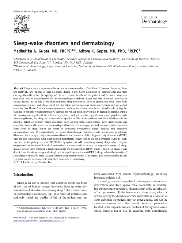 (PDF) Sleep-wake disorders and dermatology