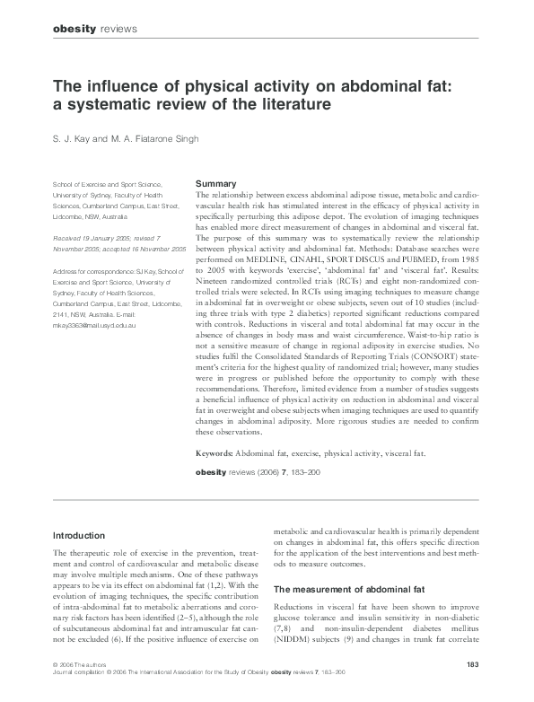 (PDF) The influence of physical activity on abdominal fat: a systematic ...
