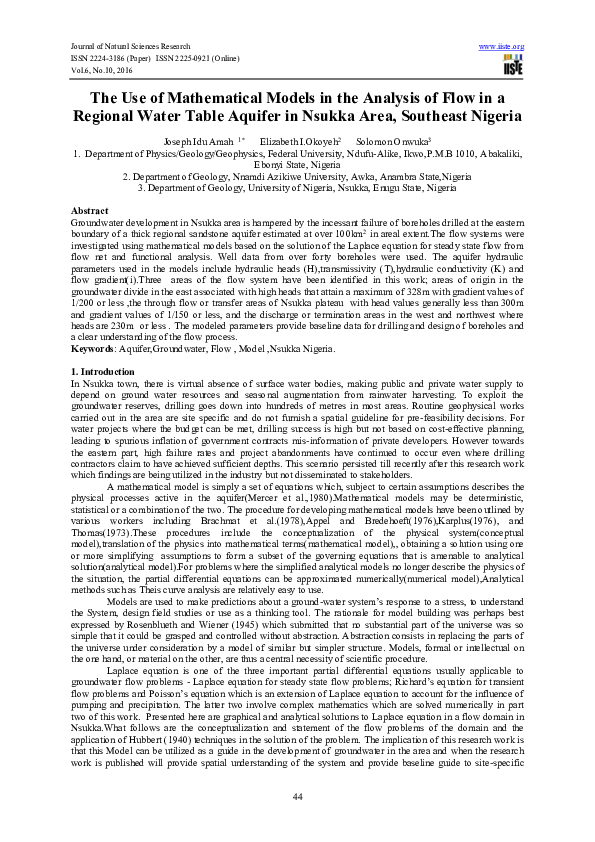 (PDF) The Use of Mathematical Models in the Analysis of Flow in a ...