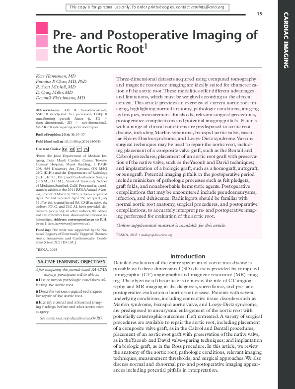 (PDF) Pre-and Postoperative Imaging of the Aortic Root 1 | Eduardo L ...