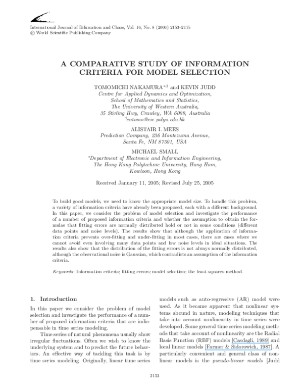 (PDF) A comparative study of information criteria for model selection
