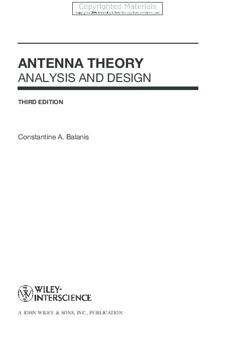 Antenna Theory 2冊組 Antennas: From Theory to Practice, 2nd