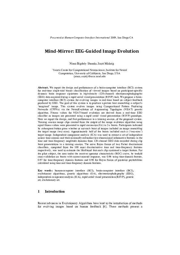 (PDF) MindMirror EEGGuided Image Evolution Scott Makeig Academia.edu