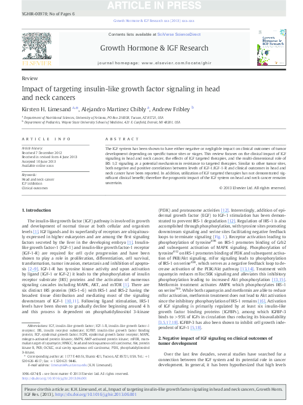 (PDF) Impact of targeting insulin-like growth factor signaling in head ...
