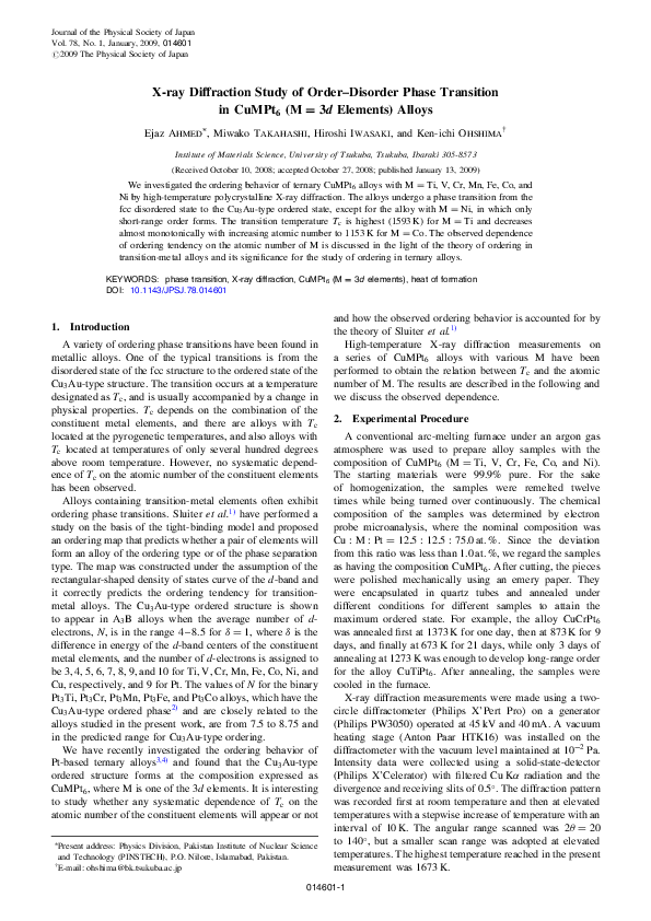 (PDF) X-ray Diffraction Study of Order-Disorder Phase Transition in ...