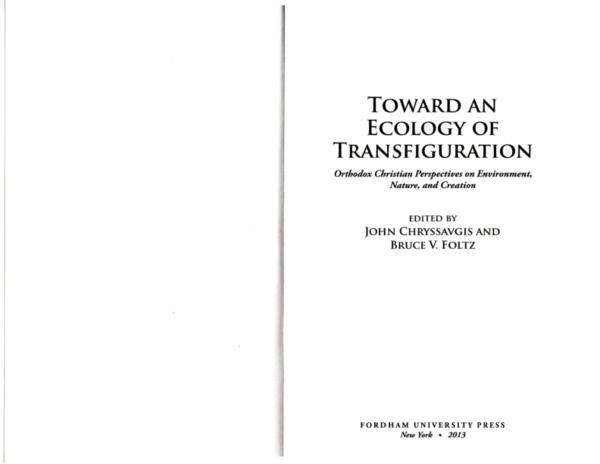 The Theological-Ethical Contributions of Archimandrite Sophrony (Sakharov) to Environmental Issues