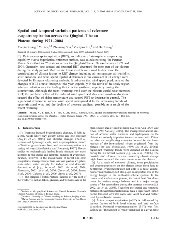 (PDF) Spatial and temporal variation patterns of reference ...